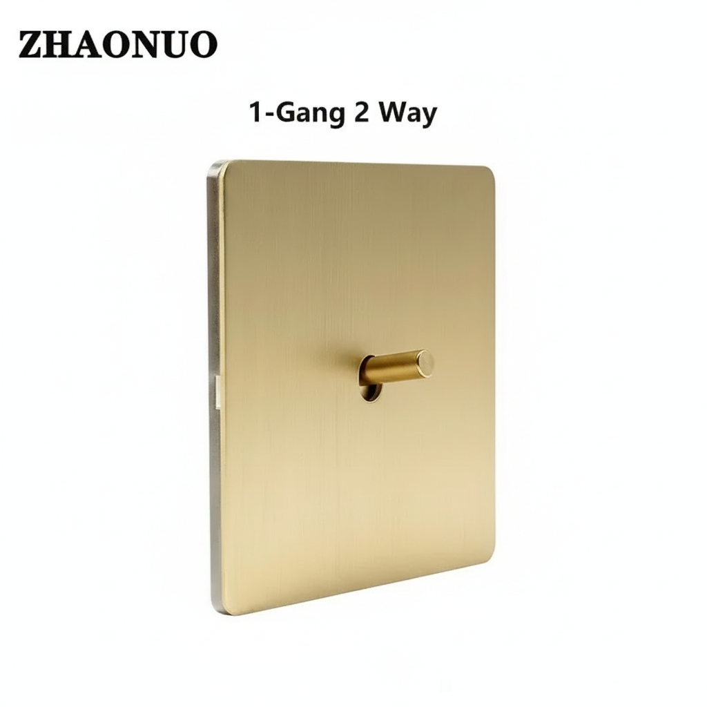 Wall Light Toggle Switch Gold Stainless Steel Panel 1-4 Gang 2 Way Switch EU Socket For Home