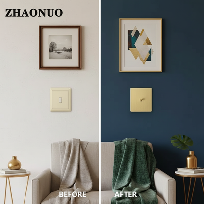 Wall Light Toggle Switch Gold Stainless Steel Panel 1-4 Gang 2 Way Switch EU Socket For Home