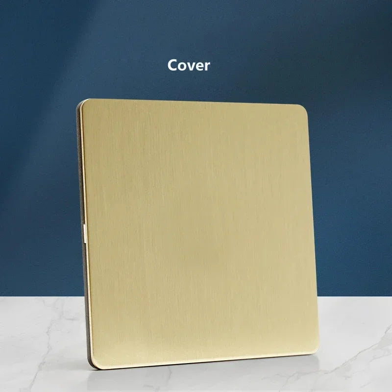 Wall Light Toggle Switch Gold Stainless Steel Panel 1-4 Gang 2 Way Switch EU Socket For Home