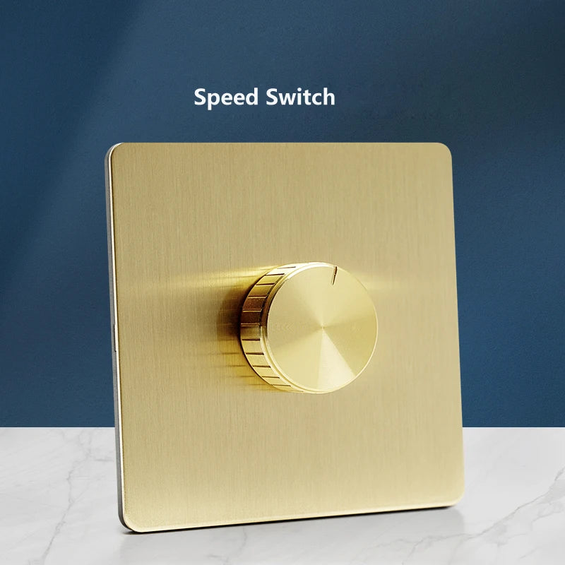 Wall Light Toggle Switch Gold Stainless Steel Panel 1-4 Gang 2 Way Switch EU Socket For Home